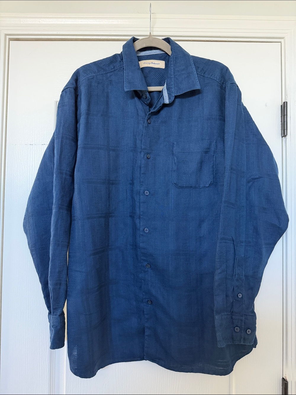 Tommy Bahama 100% Linen Men's Navy Textured Button-Down Shirt